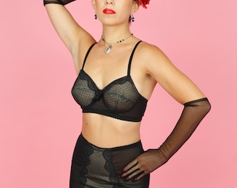 Black Powernet with Dot Net Trim Roll On Girdle