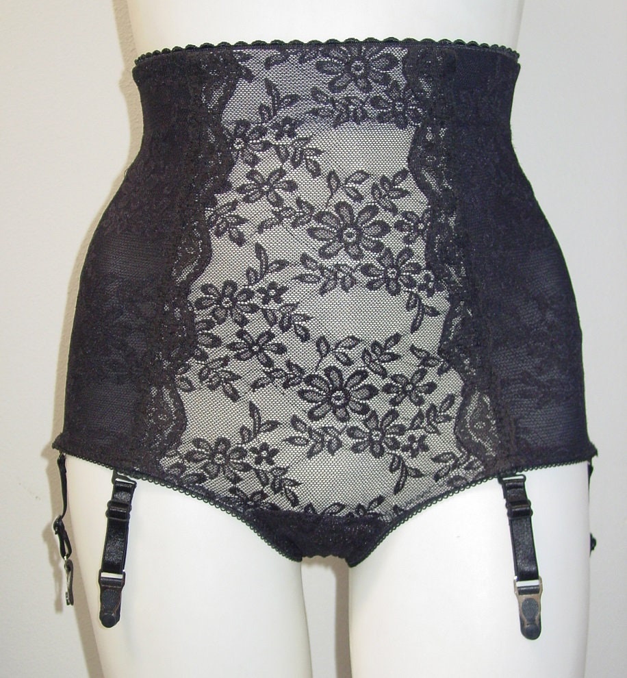 Amelia Black Lace and Power Net High Waist Panty - Etsy