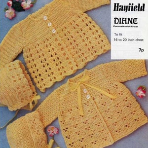 Baby Matinee Jackets and Hat Crochet Pattern pdf instant download Baby crochet jacket, Baby crochet coat. Size 16 - 20 inch