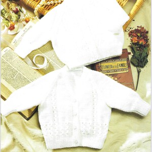 Baby Round & V-Neck Cardigans Knitting Pattern PDF instant download. To fit size 18-24 inch,Double Knitting