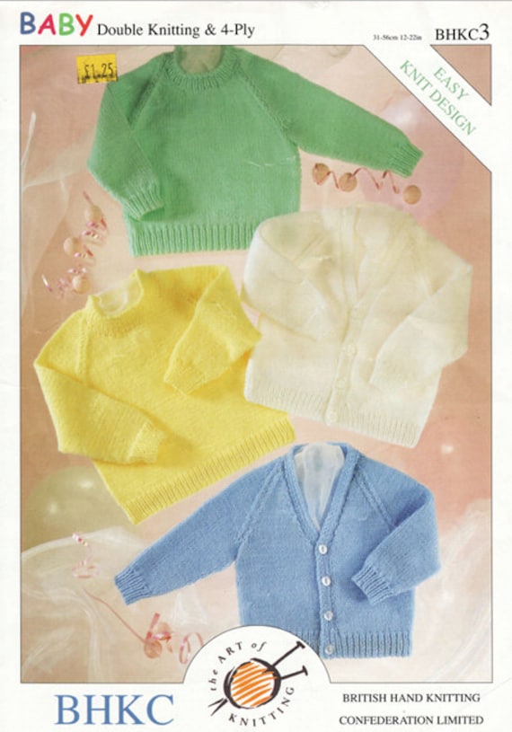 Baby sweater and Cardigan Knitting Pattern PDF instant Premature  to Double knitting or children's knitting pattern