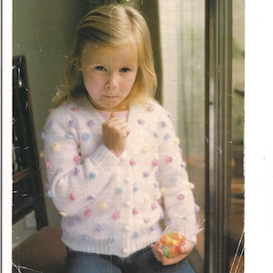 Bobble Patterned Vintage V neck girls cardigan Knitting Pattern DK  To Fit Size 61 - 76cm chest. PDF instant download