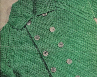 Baby Jacket Knitting Pattern to suit a Baby Boy or Baby Girl, pdf instant download, To fit Size 22 - 24 inch, Vintage Knitting Pattern, DK