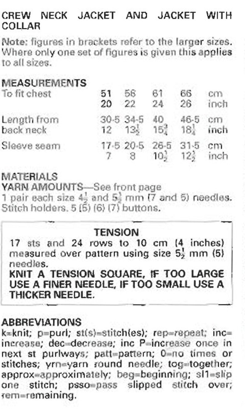 Crew Neck Jacket and Jacket With Collar Knitting Pattern Chunky Yarn