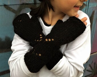 Knit Alpaca Wool Arm Warmers - Kids Wool Gloves, Knitted Arm Warmers, Alpaca Wrist Warmers, Fingerless Mittens, Alpaca Wool Gloves