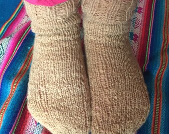 hand knitted alpaca socks, fair trade alpaca wool socks for kids, ethical clothing hand knit stockings