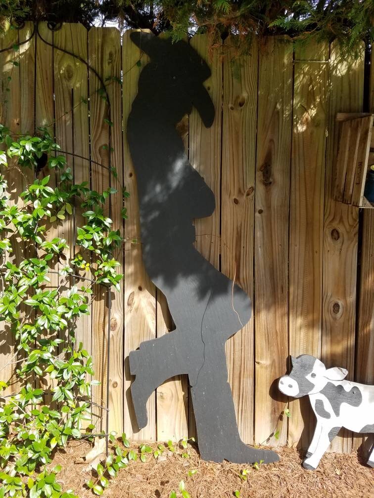 Silhouette In Legno Da Esterno Cowboy E Cowgirl - Arte Da Giardino Sagoma Ombra