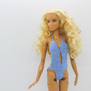 Bathing suit for Barbie dolls, swimsuit monokini for fashion dolls similar to Barbie image 1