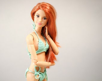 Mint bikinis for Barbie doll - 11 inch fashion doll swimwear- swimsuit for Barbie -  doll clothes for made to move Barbie