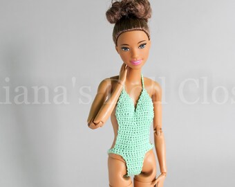 Mint green swimsuit for Barbie - bathing suit for 11.5-inch fashion doll, doll clothes for MTM Barbie