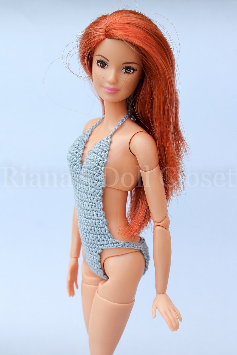 11,5-inch fashion doll swimsuit grey swimwear for regular Barbie doll, leotard for made to move Barbie image 6