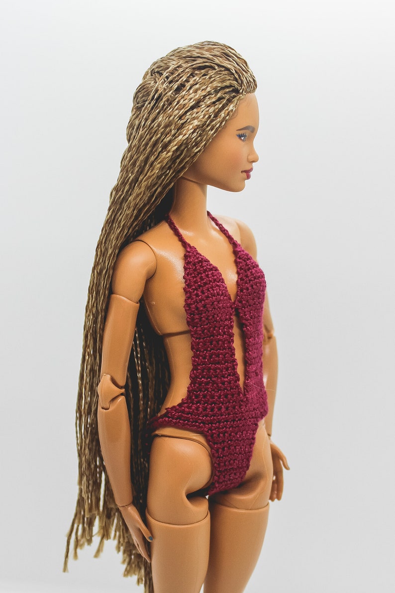 Swimwear for made to move Barbie doll wine red swimsuit for fashion dolls, summer clothes for Barbie doll image 5