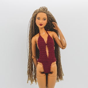 Swimwear for made to move Barbie doll wine red swimsuit for fashion dolls, summer clothes for Barbie doll image 6