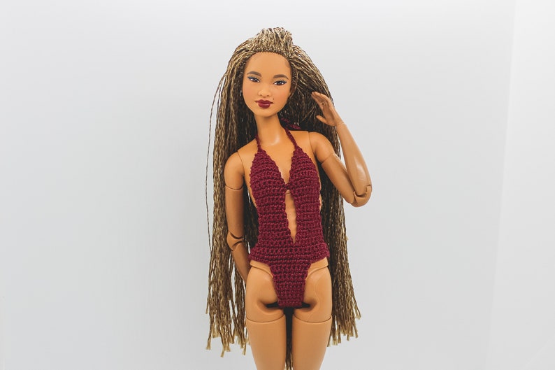 Swimwear for made to move Barbie doll wine red swimsuit for fashion dolls, summer clothes for Barbie doll image 6