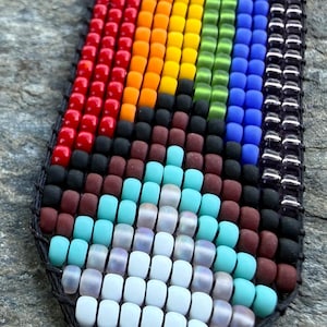 Pride Bracelet inspired by Progress Pride Flag | Handmade LGBTQ+ Loom Beaded Bracelet | Miyuki Seed Bead Jewelry | Pride Gift