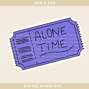 一人の時間チケット デジタル ステッカー | PNG および SVG | デジタル プランナーやクラフト用のかわいいママ ステッカー