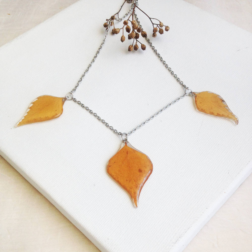 Autumn Necklace Fall Jewelry Real Resin Leaf Jewelry Etsy