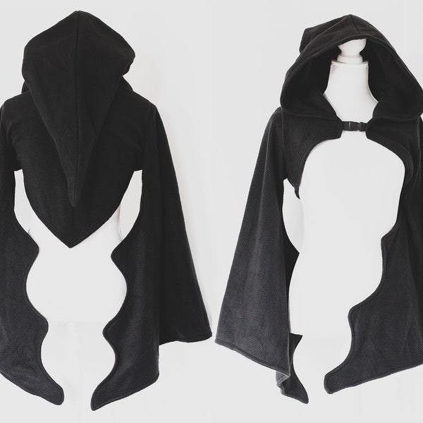 Witchy Fledermaus Hexe Gothic Cropped Hoodie/Shrug mit wirklich coolen majestätischen Fledermausärmeln und spitzer Kapuze