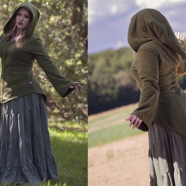 Robe / tunique / pull à capuche gothique sorcière des bois (avec ou sans fermeture éclair!)