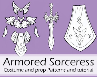 Patrones y tutorial de elaboración de disfraces y espadas de hechicera blindada de Pretzl Cosplay - PDF
