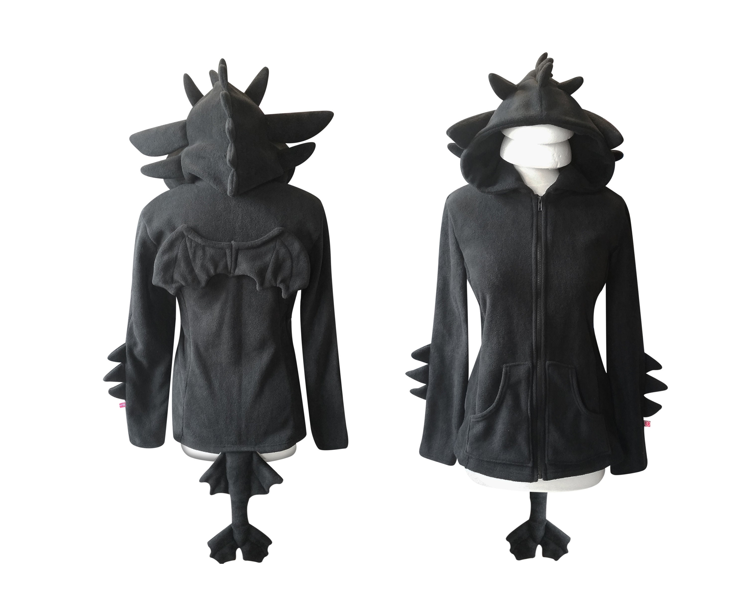 Black Dragon Cosplay Costume Hoodie zippered Hoodie, Fantasy