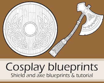 Fantasy viking axe and shield cosplay props template and tutorial E-book collection by Pretzl Cosplay - PDF
