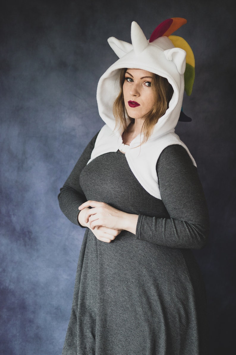 White Rainbow unicorn sleeveless cosplay costume hoodie shrug Etsy