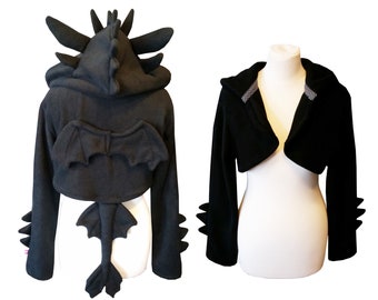 Costume de cosplay de dragon noir sweat à capuche (style haussement d’épaules), fantastique, gothique, sombre, sorcière, sorcière, wiccan, drake, costume d’halloween