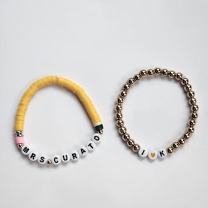 Pencil Teacher Stretchy Bracelet Set - Customizable