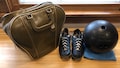 Vintage AJAY Richard Milton Bowling Ball Bag Set with Brunswick Ball & Shoes