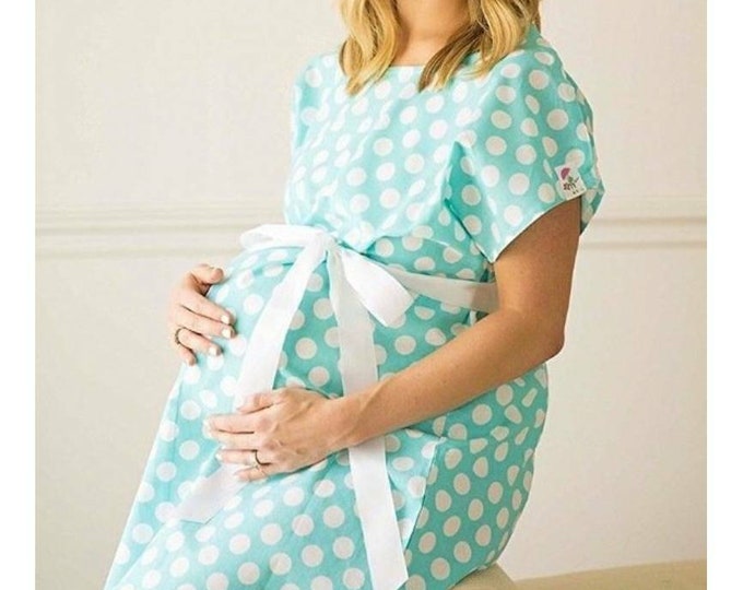 Monogram Labor Gown Monogrammed Hospital Gown Mommy and Me Etsy