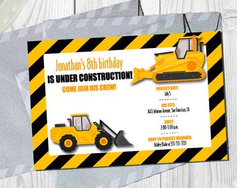 Birthday Under Construction! Construction themed birthday invitation • Digital