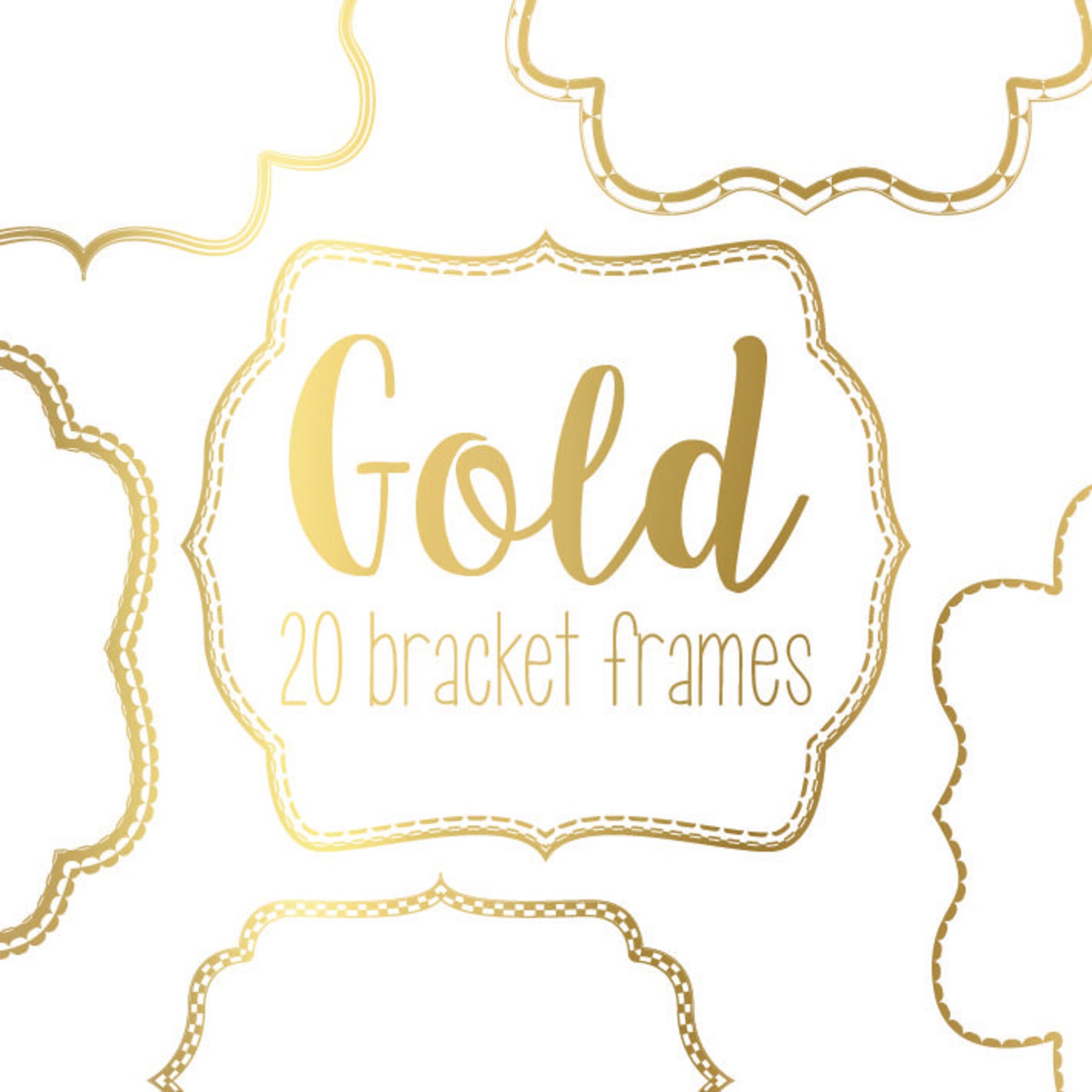 20 Gold bracket frame borders with detail. Instant digital Etsy