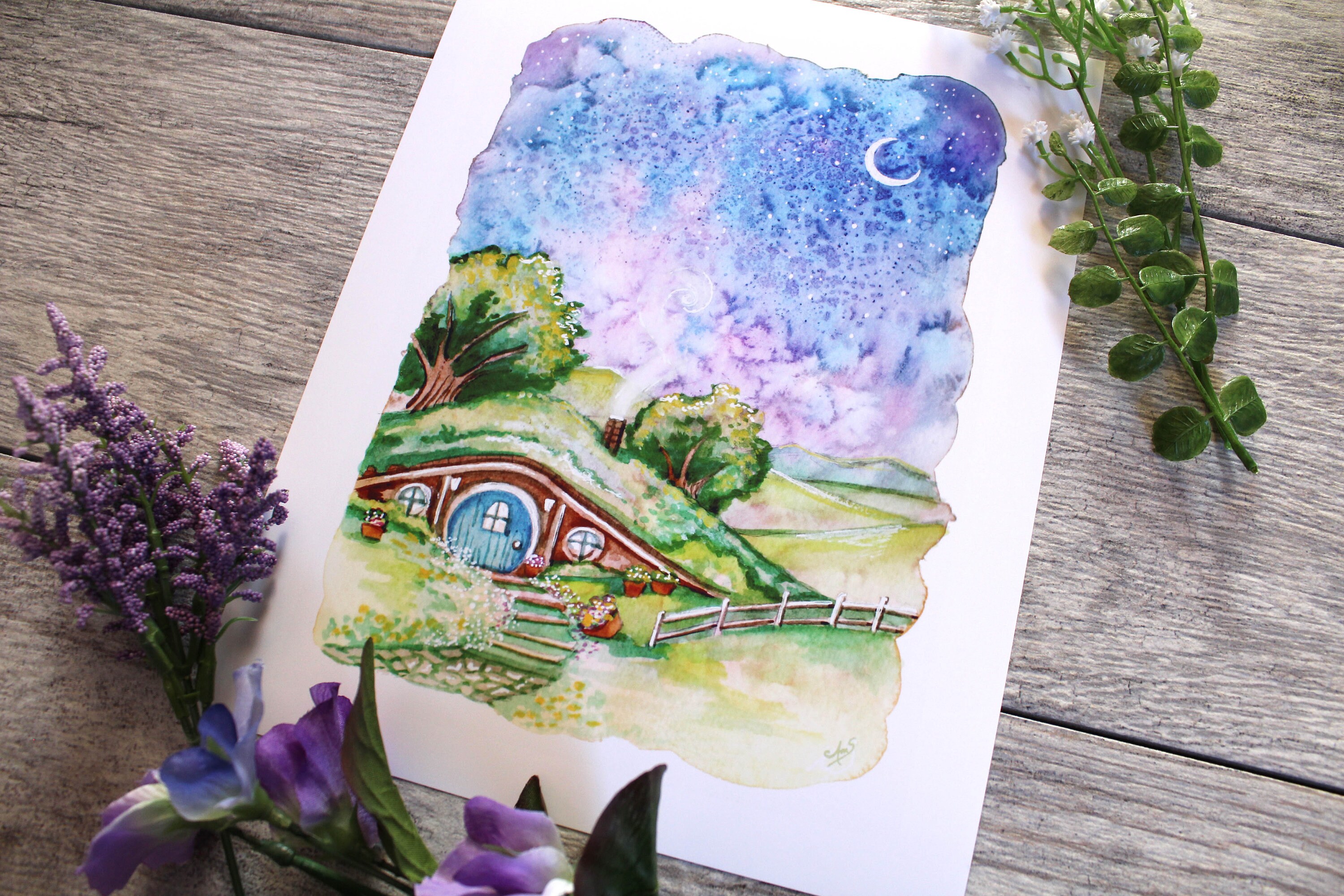 Shire/ Hobbit House/ Lord of the Rings Inspired Art Print - Etsy