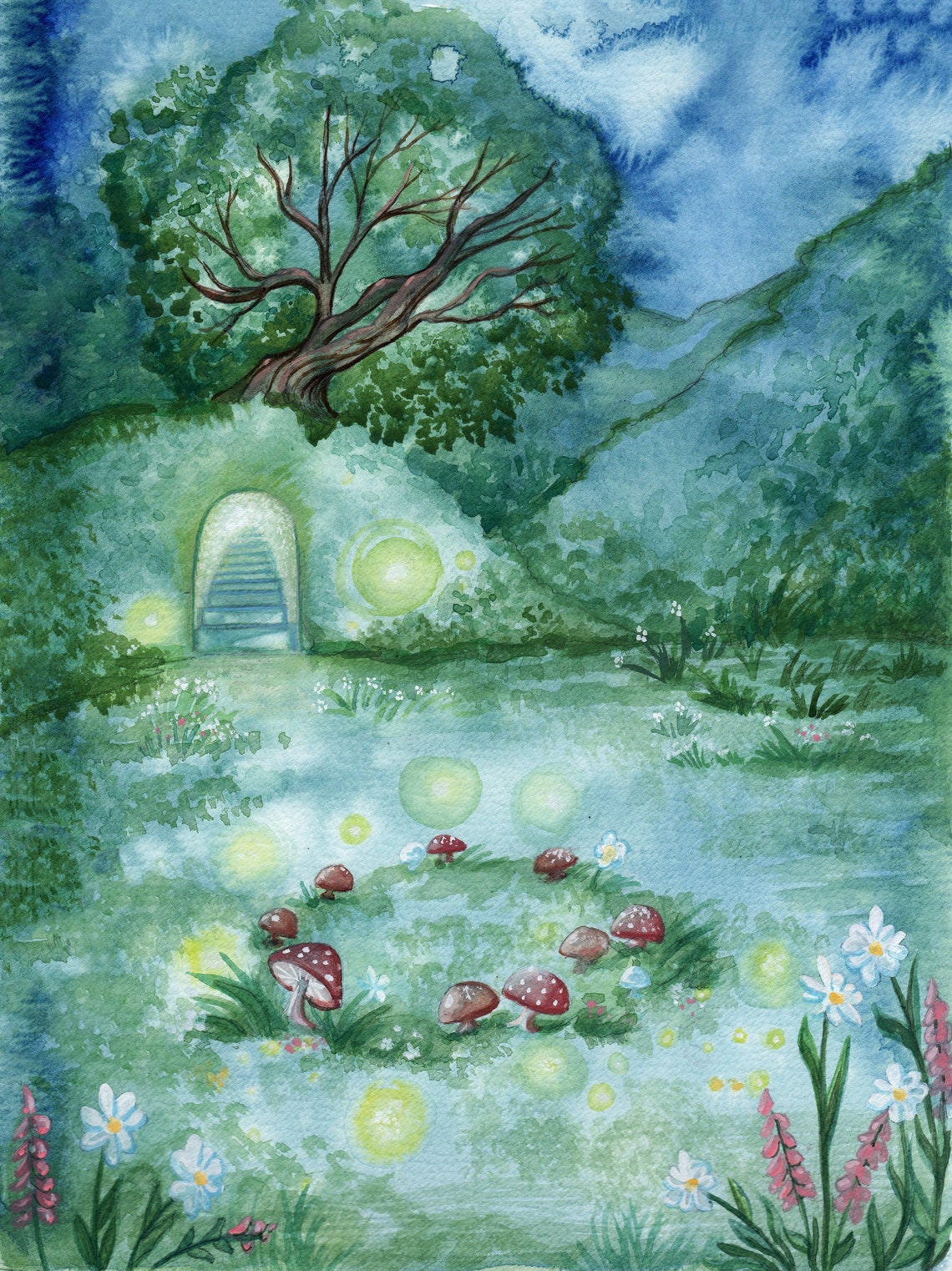 Fairy Ring Watercolor Art Print Faerie Art Etsy