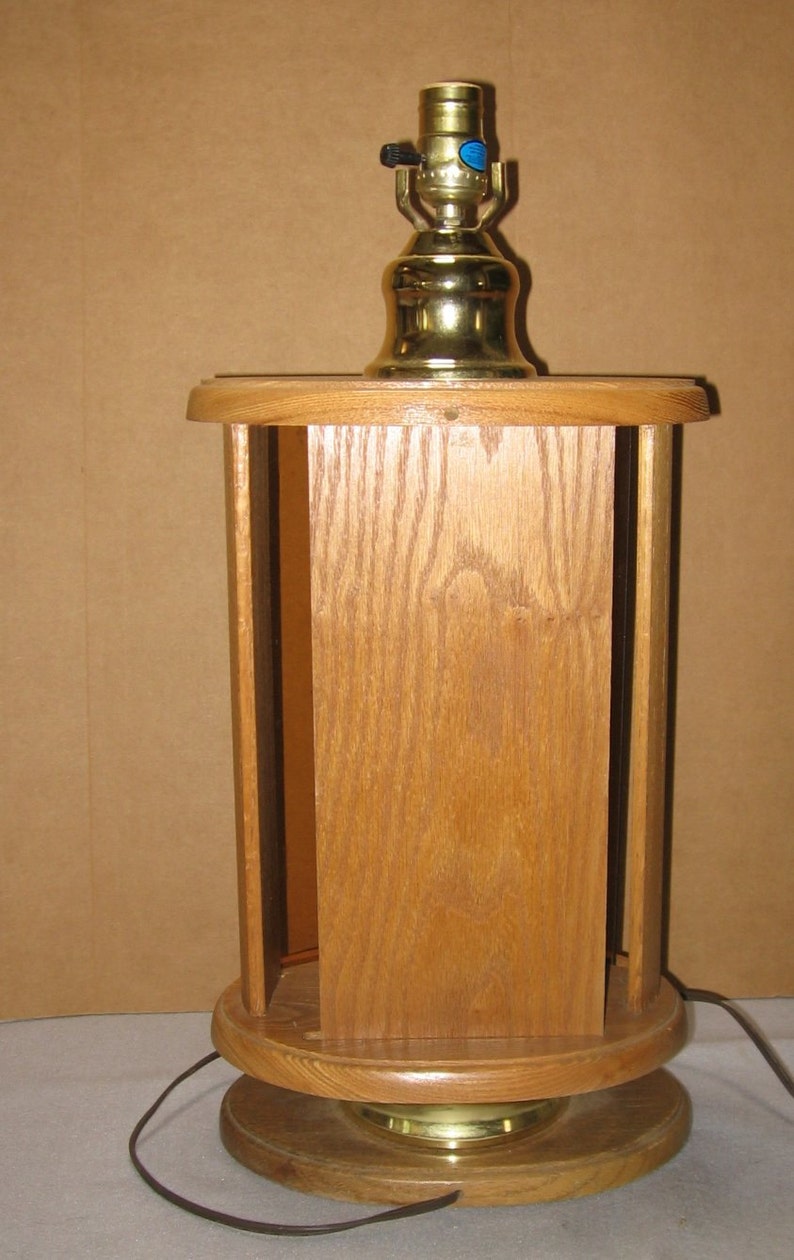 1980s Wood & Glass Lamp w/ Nightlight Candles Vintage Table | Etsy