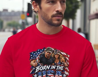 Born in the USA Shirt, Classic Patriotic Unisex Crewneck Tee, USA Pride Graphic T-shirt, Patriotic Gift, American Apparel, Summer Apparel