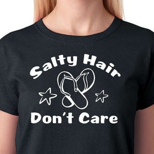 Salty Hair Don't Care strandskjorta, enkelt tryck bild 1