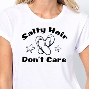 Salty Hair Don't Care strandskjorta, enkelt tryck bild 2