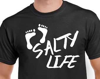 Salty Life Beach Shirt, good vibes, toes in the sand, summer fun, hang loose, beach lover, palm trees, short sleeve, sun and sand