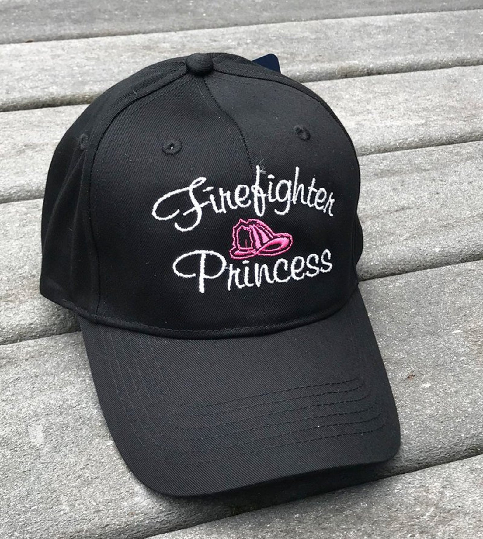 Female Firefighter Hat embroidered with a pink fire helmet and | Etsy