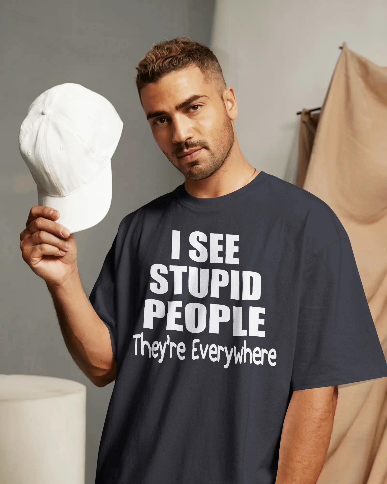 I See Stupid People T-shirt, Unisex Short Sleeve Cotton Tee - Etsy