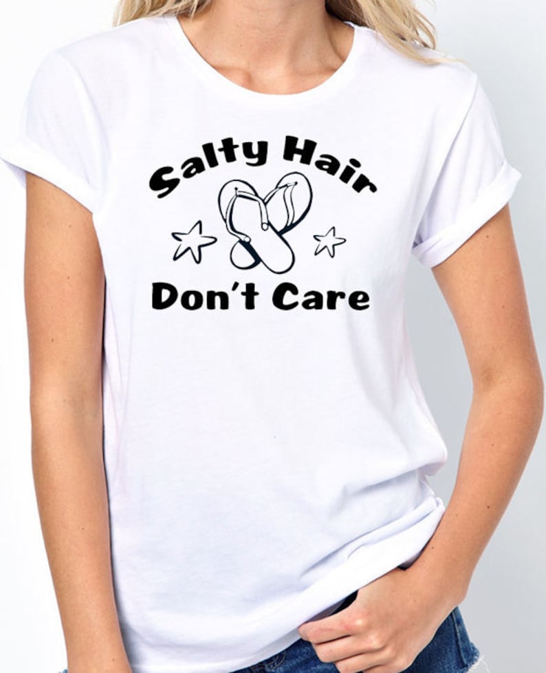 Salty Hair Don't Care strandskjorta, enkelt tryck bild 2