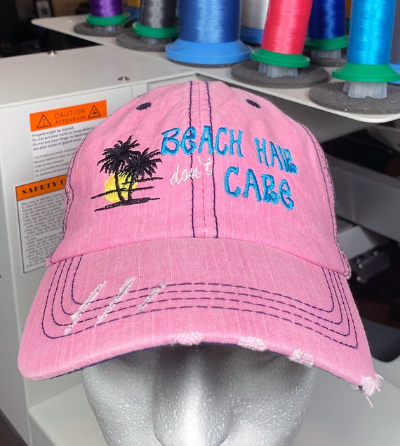 Beach Hat Embroidered With Quote beach 