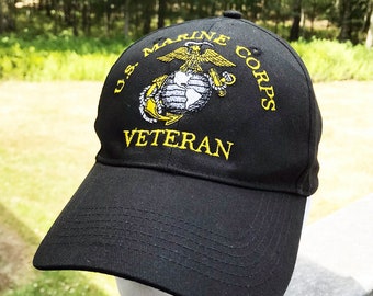 Embroidered U.S. Marine Corps Veteran Hat, Cotton Cap