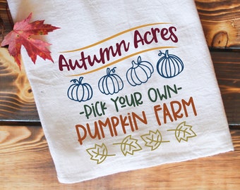 Autumn Acres Pumpkin Farm Fall Kitchen Flour Sack Towel