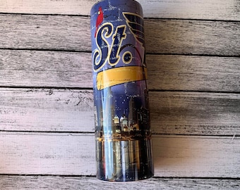 St Louis Skyline Brick STL Team Sports Tumbler Hockey Baseball Sublimation Tumbler 20oz or 30oz