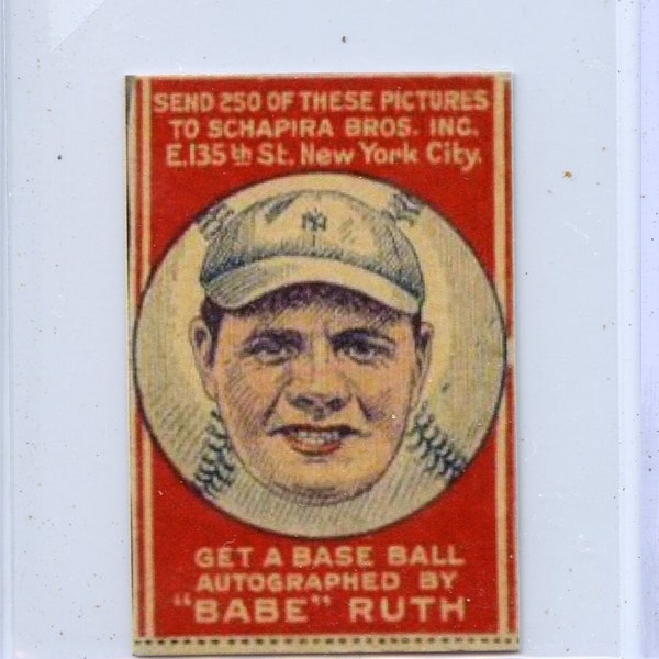 Babe Ruth - 1921 Schapira Brothers Strip Card - Hard to find Exact Reprint