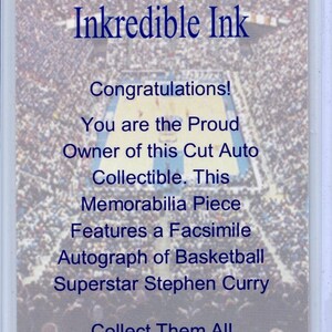 steph curry golden state warriors inkredible ink facsimile autographed card image 2