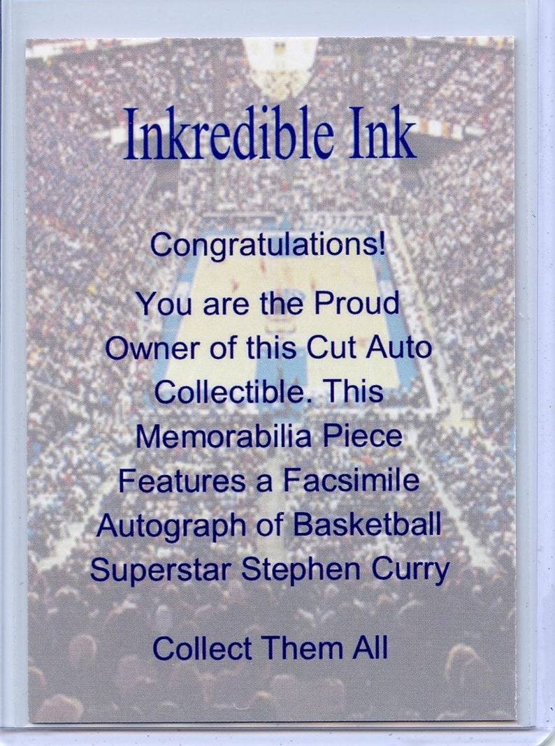 steph curry golden state warriors inkredible ink facsimile autographed card image 2